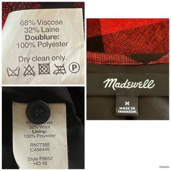 Madewell signal red black buffalo plaid Check Print tunic dress Medium Sty F8652 - Picture 6 of 8